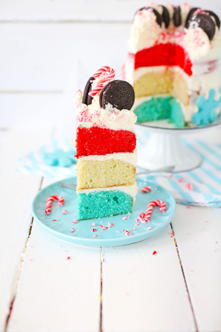 Layered Peppermint Cake with Cream Cheese Frosting