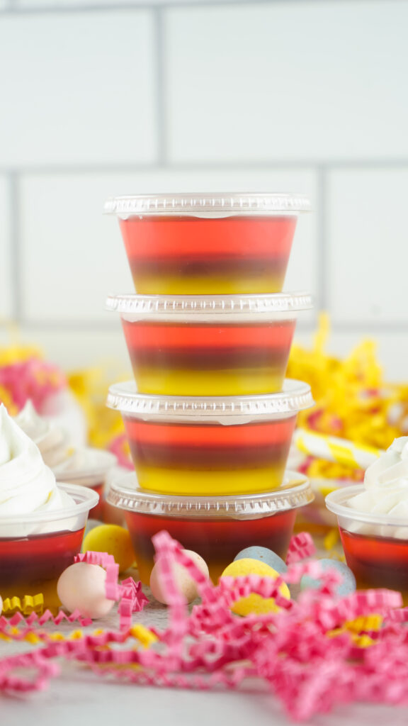 easter jello shot cups stacked